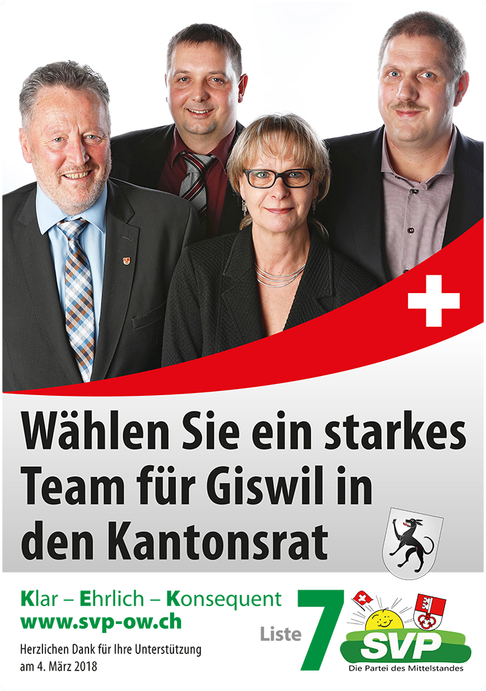 KR Wahlen2018 Plakat SVP Giswil