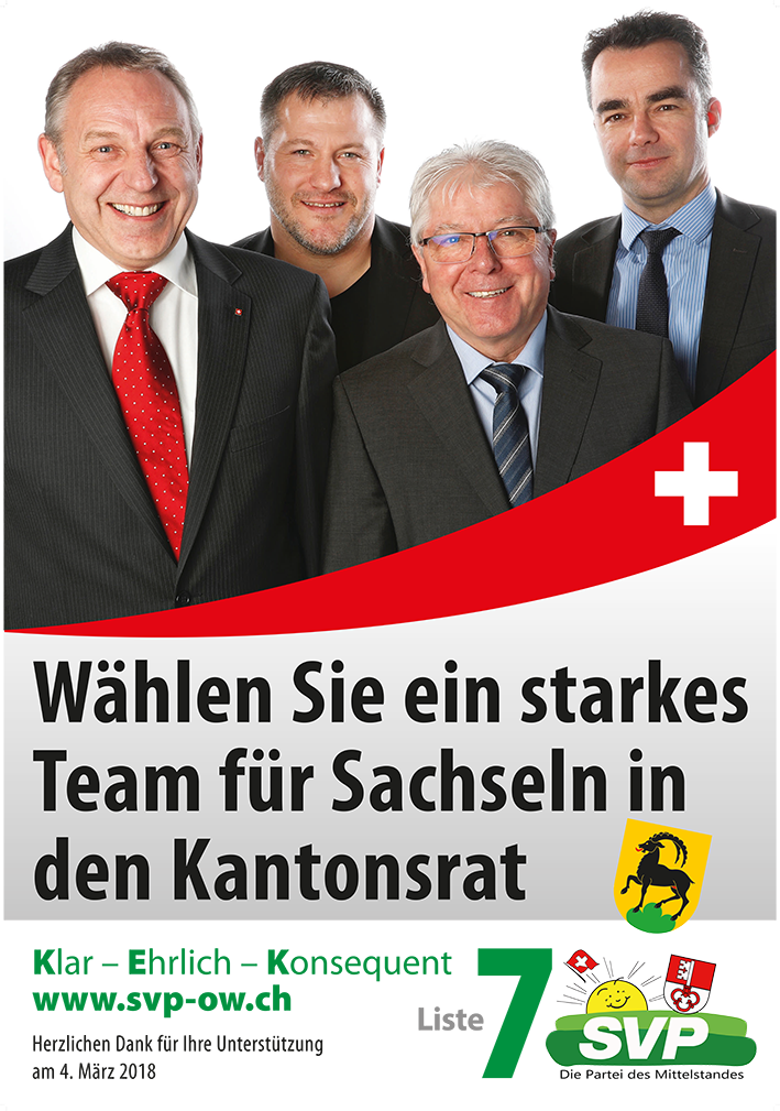 KR Wahlen2018 Plakat SVP Sachseln